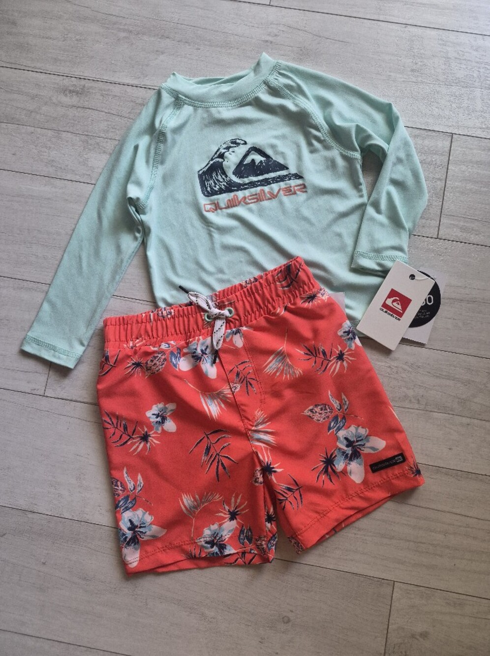 QUIKSILVER NEW Toddler Long Sleeve Rashguard & Surf Shorts